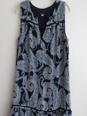 Tommy Hilfiger Dress - Size 12 - Blue Sleeveless Ruffle Paisley (754)